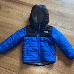 The North Face Toddler Reversible Blue and Black Hooded Jacket